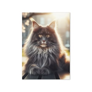 Carte de voeux smokey chat maine coon - vierge à l'intérieur - parfaite pour les amoureux des animaux et toutes les occasions - papeterie unique d'inspiration féline !