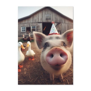 Tarjeta de felicitación de feliz cumpleaños de cerdo / Interior en blanco / Tarjeta divertida de animal para cualquier persona