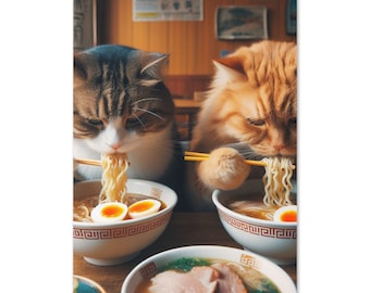 Noodle Bar Cats Greeting Card – Funny, Adorable & Blank Inside for Any Occasion!