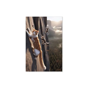 Carte de voeux d'escalade solo Cats – Intérieur vierge | Drôle et fantaisiste | Parfait pour toutes les occasions et les amoureux des chats | Cadeau de papeterie unique