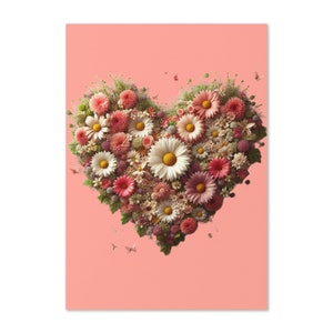 Tarjeta de felicitación con corazón floral colorido: expresa amor, alegría y cálidos deseos. ¡Perfecta para cumpleaños, notas de agradecimiento y ocasiones especiales!