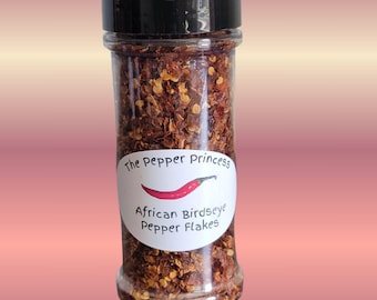 African Birdseye Pepper Flakes | Hot Chili Pepper Seasoning | Dried African Peppers