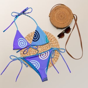 Blue Spiral Bikini – Soft Recycled Fabric, Adjustable Fit, and All-Day Comfort for Confident Summer Vibes