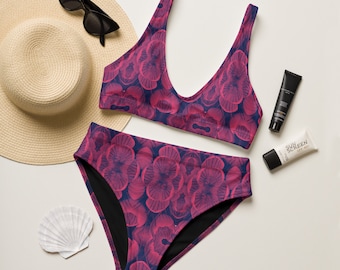Bikini Set in fuchsia mit hoher Taille
