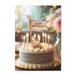 Birthday Cake Greeting Card – Happy Birthday Card for All Ages – Fun & Festive Celebration Card – Blank Inside for Any Recipient