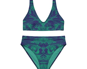 Marine Green Recycled High-Waisted Bikini – Eco-Friendly Swimsuit