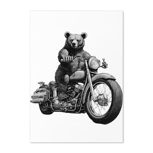 Carte de voeux Biker Bear - Vierge à l'intérieur - Carte drôle sur le thème de la moto pour les motards, les amoureux des animaux et toutes les occasions
