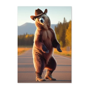 Biglietto d'auguri Country Bear - Interno vuoto - Adorabile design con orso danzante - Perfetto per ogni occasione e per gli amanti della fauna selvatica!
