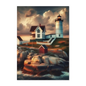 Nubble Leuchtturm Grußkarte – York Maine Küstenlandschaft – Innenseite blanko – für Naturliebhaber und Strandliebhaber