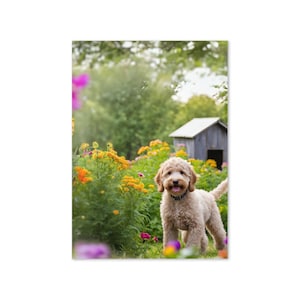 Carte de voeux Labradoodle - Vierge à l'intérieur - Parfaite pour les amoureux des chiens et toutes les occasions - Jolie carte de chiot pour égayer la journée de n'importe qui