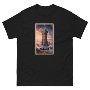 La camiseta de la carta del tarot de la Torre (XVI) El despertar del caos y la transformación personal de la revelación representa los 12 signos del zodiaco