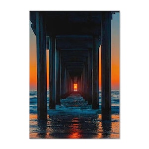 Tarjeta de felicitación con atardecer en Scripps Pier / Para cualquier ocasión / Interior en blanco / Tarjeta colorida con atardecer en La Jolla, California