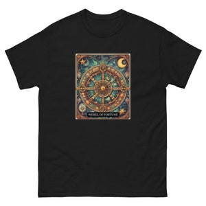 Rueda de la fortuna (X) Camiseta de la carta del tarot Buena suerte Karma Destino y un punto de inflexión YAVH TORA Los componentes básicos de la vida