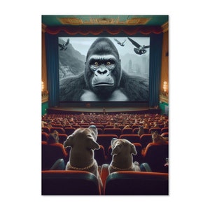 Cartão de felicitações engraçado com cachorro no cinema – em branco por dentro – perfeito para qualquer ocasião e para amantes de cães