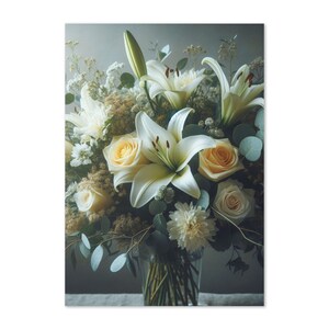 Carte de voeux bouquet de fleurs blanches - Vierge à l'intérieur - Carte florale élégante pour toutes les occasions, parfaite pour des notes réfléchies et un cadeau