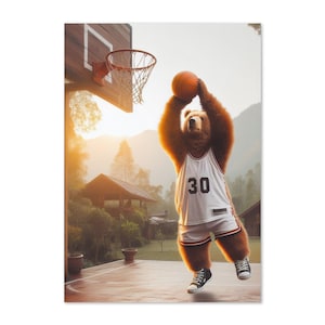 de voeux d'ours de basket-ball | Blanc à l'intérieur | Animal drôle | Parfait pour toutes les occasions et tous ceux qui aiment les cerceaux