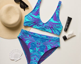 Women&#39;s High-Waisted Kaleidoscope Bikini | Vibrant, Eco-Friendly Swimwear | Teen to Adult Sizes with Rave Reviews
