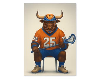 Funny Lacrosse Bull Greeting Card