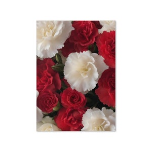 Rote & Weisse Nelken Grußkarte - Innen blanko - Florale Karte zur Hochzeit, zum Geburtstag, zur Hochzeit, zum Geburtstag, oder einfach so - Elegantes All-Occasionen