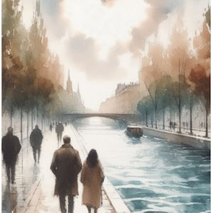 Cartão comemorativo River Walk em aquarela – em branco por dentro – Impressão artística cênica para qualquer ocasião – Presente exclusivo para amigos e entes queridos.