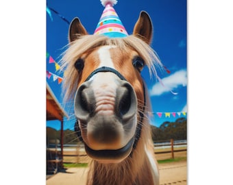 Happy Birthday Horse Greeting Card – Perfect for Any Horse Lover! Celebrate with a Unique & Charming Equestrian-Themed Card