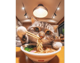 Funny Ramen Cat Greeting Card – Blank Inside & Perfect for Cat Lovers! Great for Any Occasion