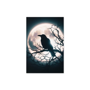 Carte de voeux Corbeau – Intérieur vierge | Amour corvidé | Oeuvre d'art pleine lune | Carte unique pour toutes les occasions | Cadeau inspiré de la nature
