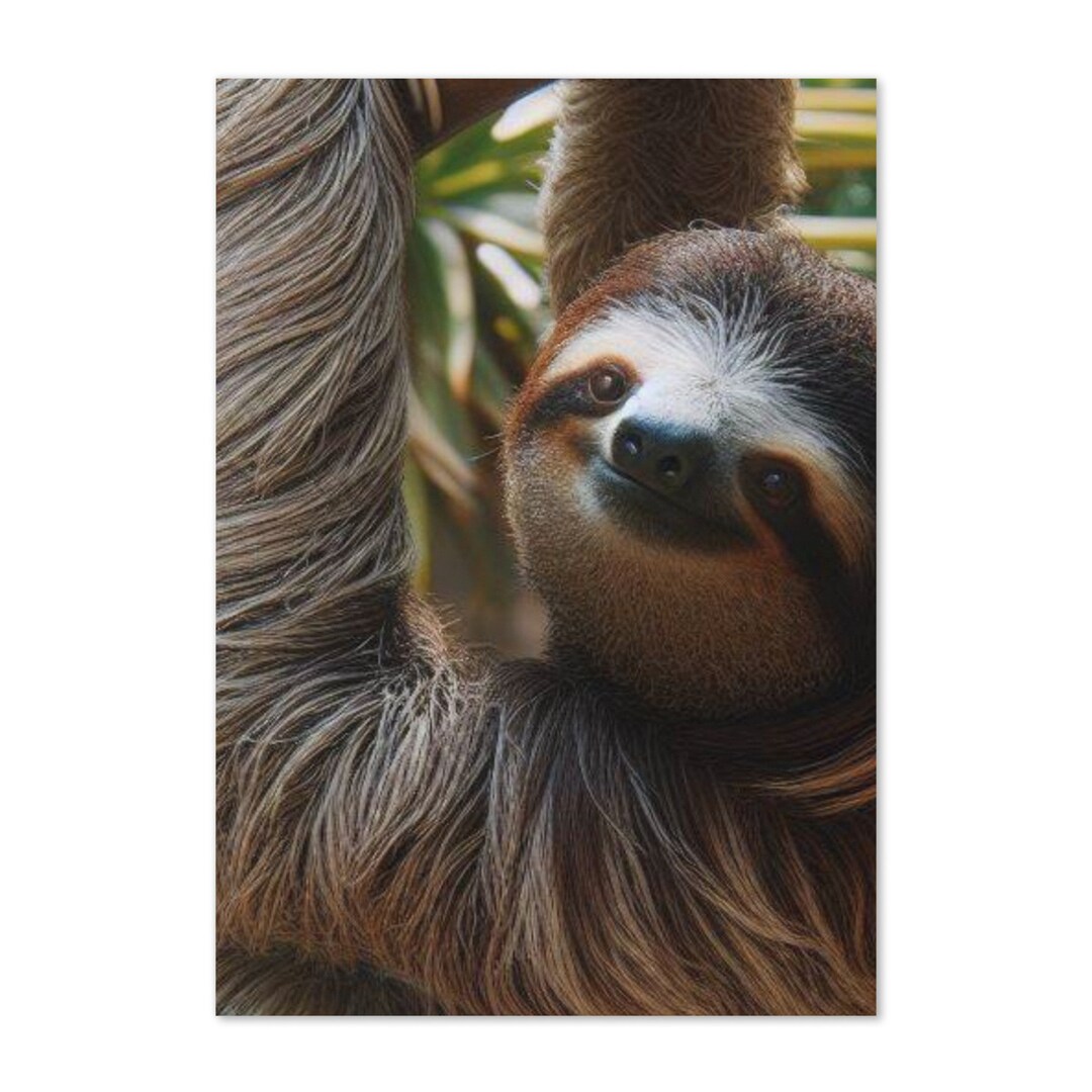 Happy Sloth Greeting Card, Blank Inside, Wildlife Card, Nature Lover ...