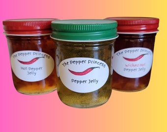 Pepper Jelly Combo 3 Jar Bundle Wicked Hot Pepper Hot Pepper Jelly Sweet Pepper Jelly Gourmet Gift Idea Foodie Gift Idea Best Tasting Jelly