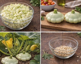 Benning’s Green Tint Scallop Squash Seeds | Heirloom Patty Pan Summer Squash | Non GMO Vegetable Seeds | Easy to Grow Garden Seeds