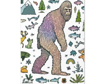 Roligt Sasquatch-hälsningskort – Tomt inuti för alla tillfällen – Udda naturinspirerat kort för Bigfoot-anhängare eller alla som skrattar