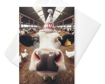 Old English Co. Biglietto Auguri Compleanno Divertente Mucca: "Buon Compleanno A Moo", Interno Vuoto