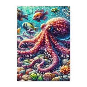 Cartão de felicitações de polvo – em branco por dentro – design exclusivo de vida marinha – perfeito para amantes do oceano e qualquer ocasião!