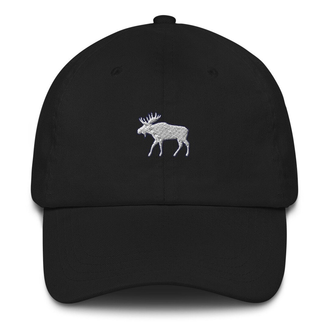 White Moose Embroidered Cotton Twill Cap Nature Lover Gift Etsy