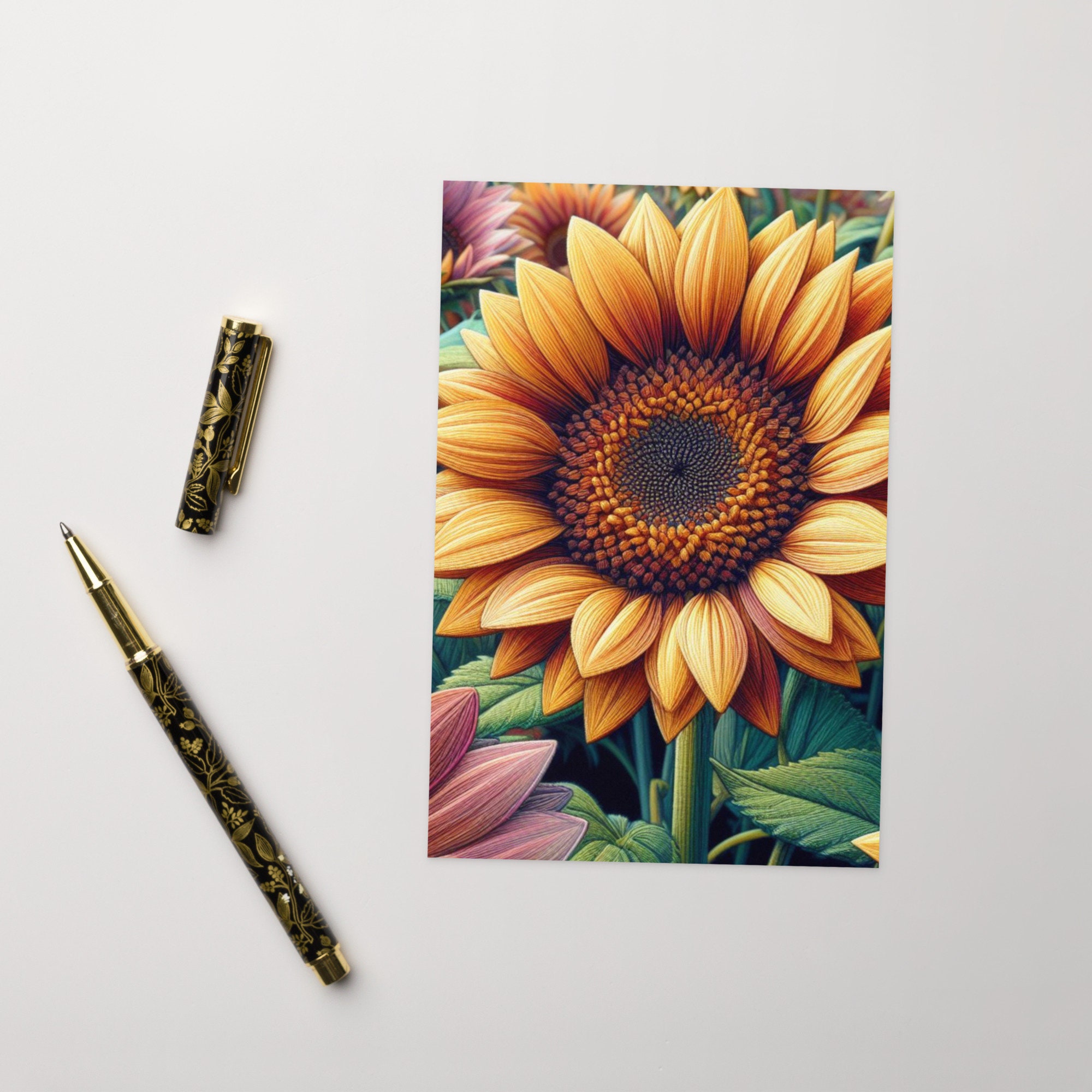 Sunflower Greeting Card – Blank Inside, Beautiful Floral Design for ...