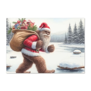 Cartão de felicitações do Papai Noel Sasquatch – Engraçado, festivo e com interior em branco para uma mensagem de Natal personalizada!