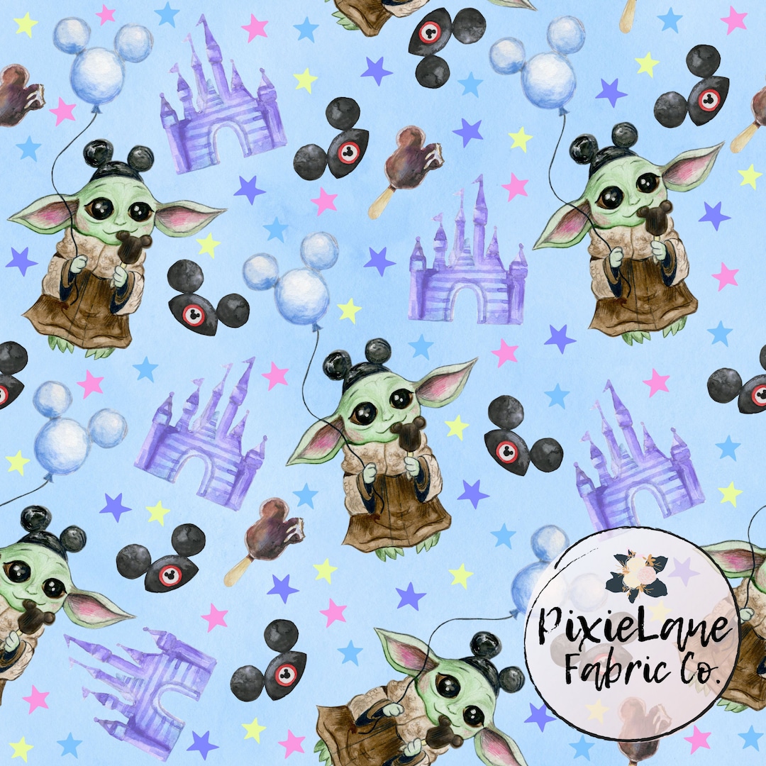 Baby Yoda Disney PREORDER Fabric by Yard Bullet Double Brushed Etsy