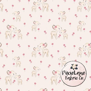 Little Deer PREORDER fabric by yard Bullet Double Brushed Poly Cotton Lycra stretch jersey Cotton Woven 100% ribbed knit bamboo