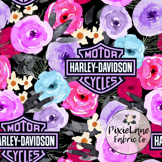 Floral Harley Davidson PREORDER Fabric by Yard Bullet Double Etsy