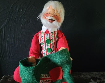 1960s Annalee Mobilitee Santa Claus Poseable Doll Christmas Card Holder *No Tag