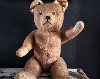 Antique Early American Teddy Bear 17” Jointed, Growler - Doesn't Growl, *Read