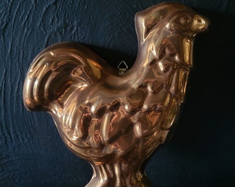 Vintage Copper Rooster Mold, Rooster Wall Hanging, Kitchen Decor, Cottagecore