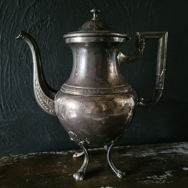 Antique WMF Germany Silverplate Teapot c.1910, Hoof Style Feet Teapot, Edwardian