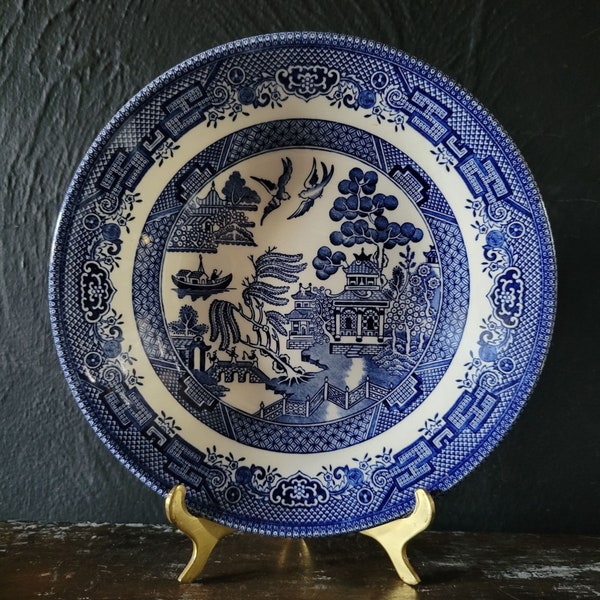 Churchill Blue Willow Coupe Cereal Bowl, Blue and White Bowl, Grandmillennial, Chinoiserie