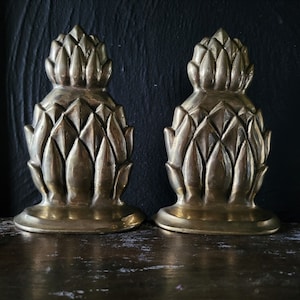Set of Vintage Brass Pineapple Bookends by Andrea Sadek