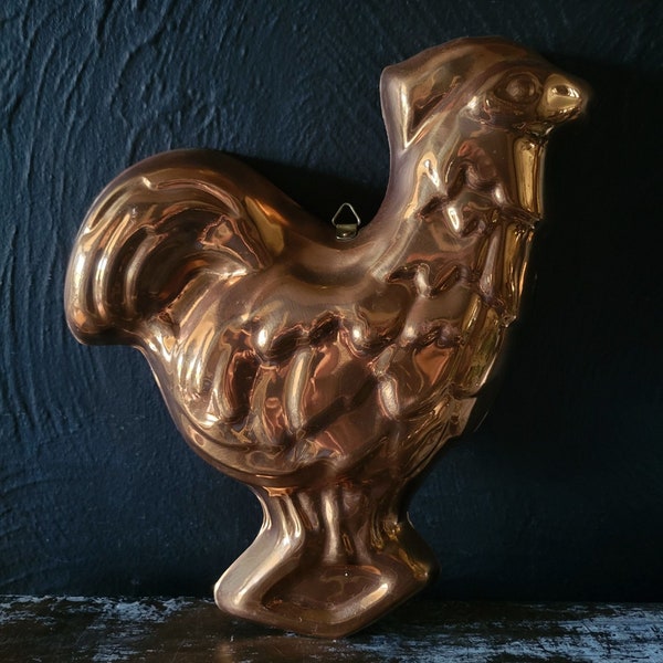 Vintage Copper Rooster Mold, Rooster Wall Hanging, Kitchen Decor, Cottagecore