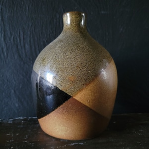 Vintage Mid Century Pottery Craft USA Stoneware Glaze Dipped Brown Bud Vase
