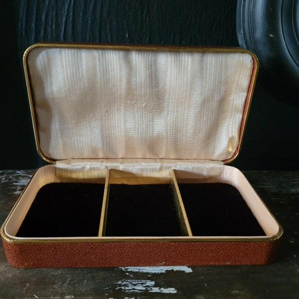 Vintage 3 Compartment Jewelry Box by Farrington Genuine Texol