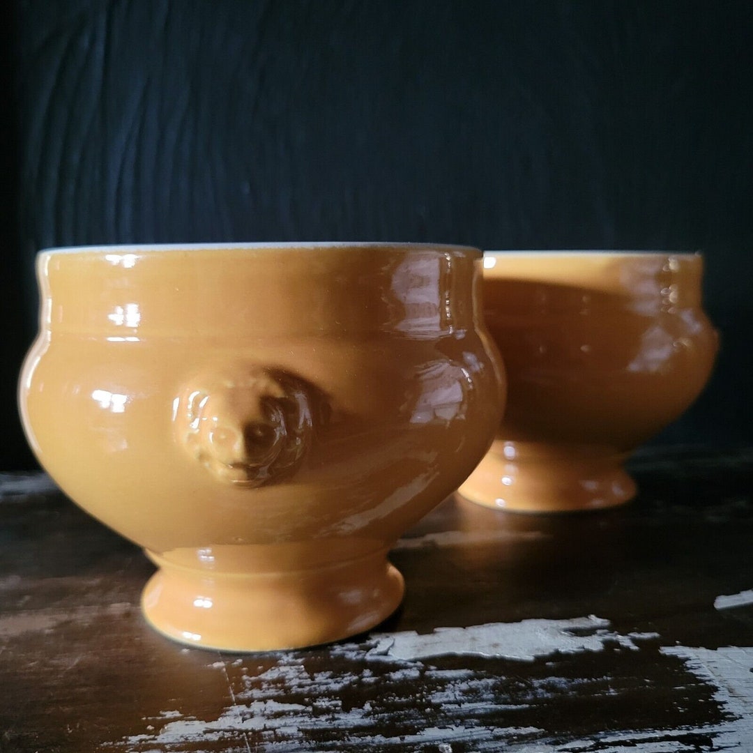 Lion's Head Soup Bowl Mustard Yellow Soup Bowl Thanksgiving Etsy