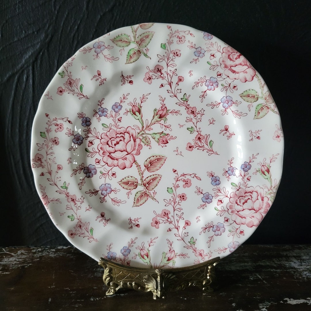 Assiette à dîner vintage Johnson Brothers Rose Chintz Fabriquée en